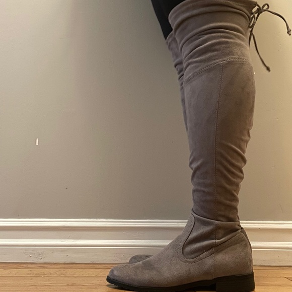 Guess Shoes - GUESS grey suede thigh high boots